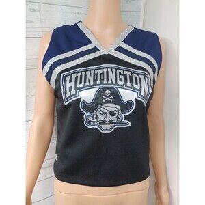 Huntington Pirate Black Blue Silver Cheerleader Cheerleading Top Sz 38-19